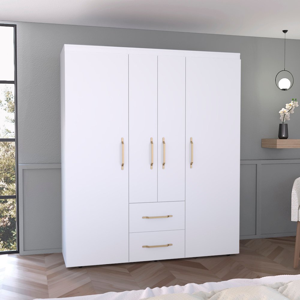 Bariloche 4-Door Armoire White MDF. Picture 4