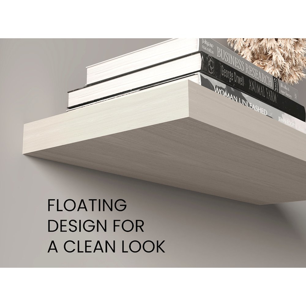 31.5" Wide Floating Shelves Set Of 2, Shelves For Wall Decor, White Washed Oak. Picture 3