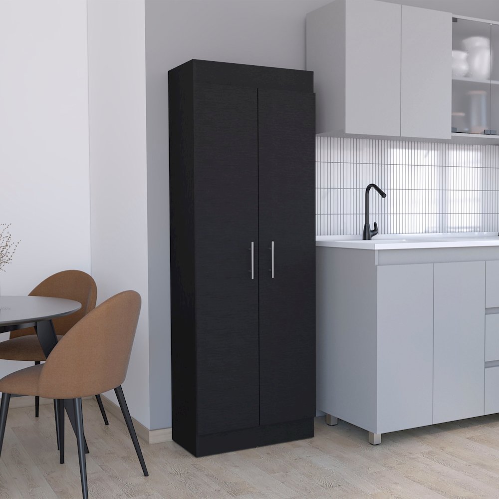 Nepal Pantry Cabinet Black MDF. Picture 4