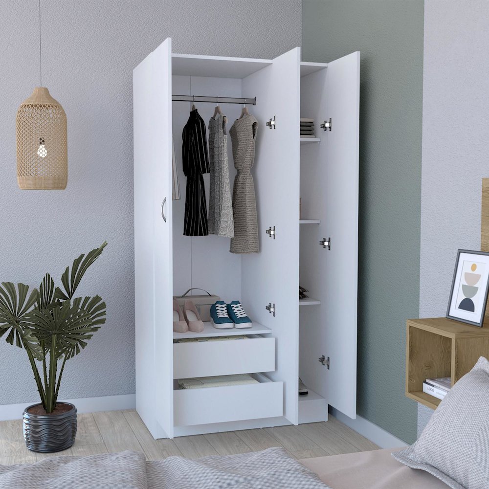 Ohio Armoire Wardrobe White MDF. Picture 5