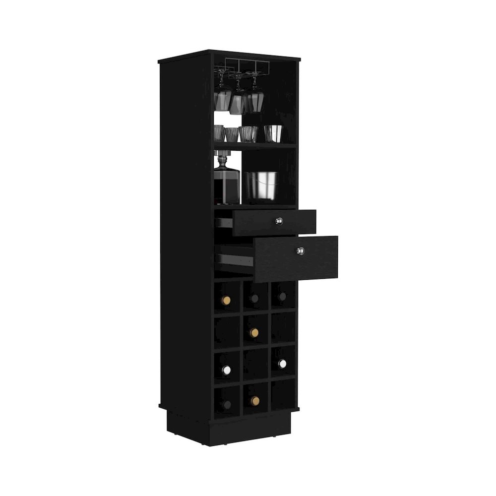 Classic Bar Cabinet Black MDF. Picture 2