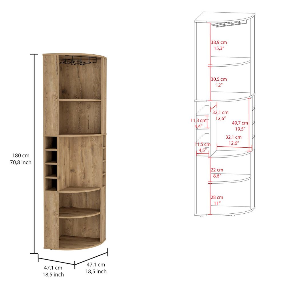 Oban Corner Bar Cabinet Macadamia MDF. Picture 4