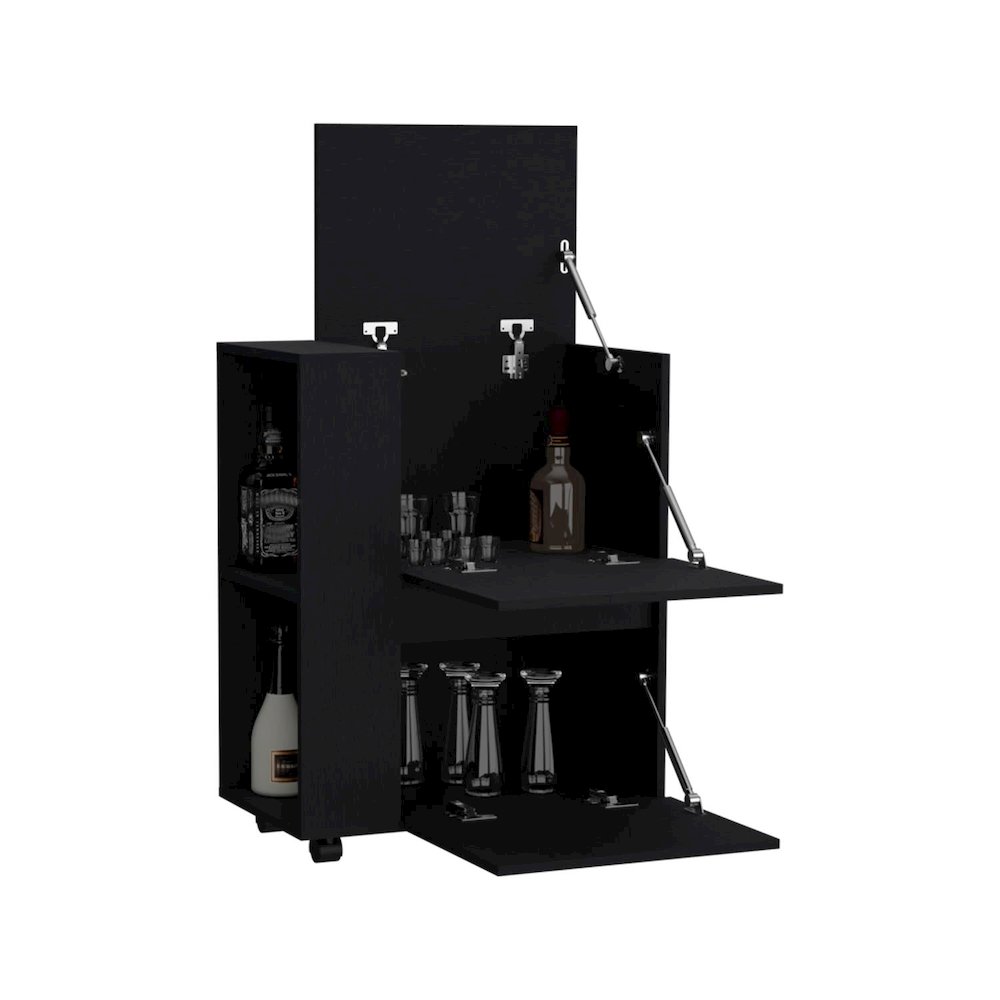 Glasgow Bar Cart Black MDF. Picture 2