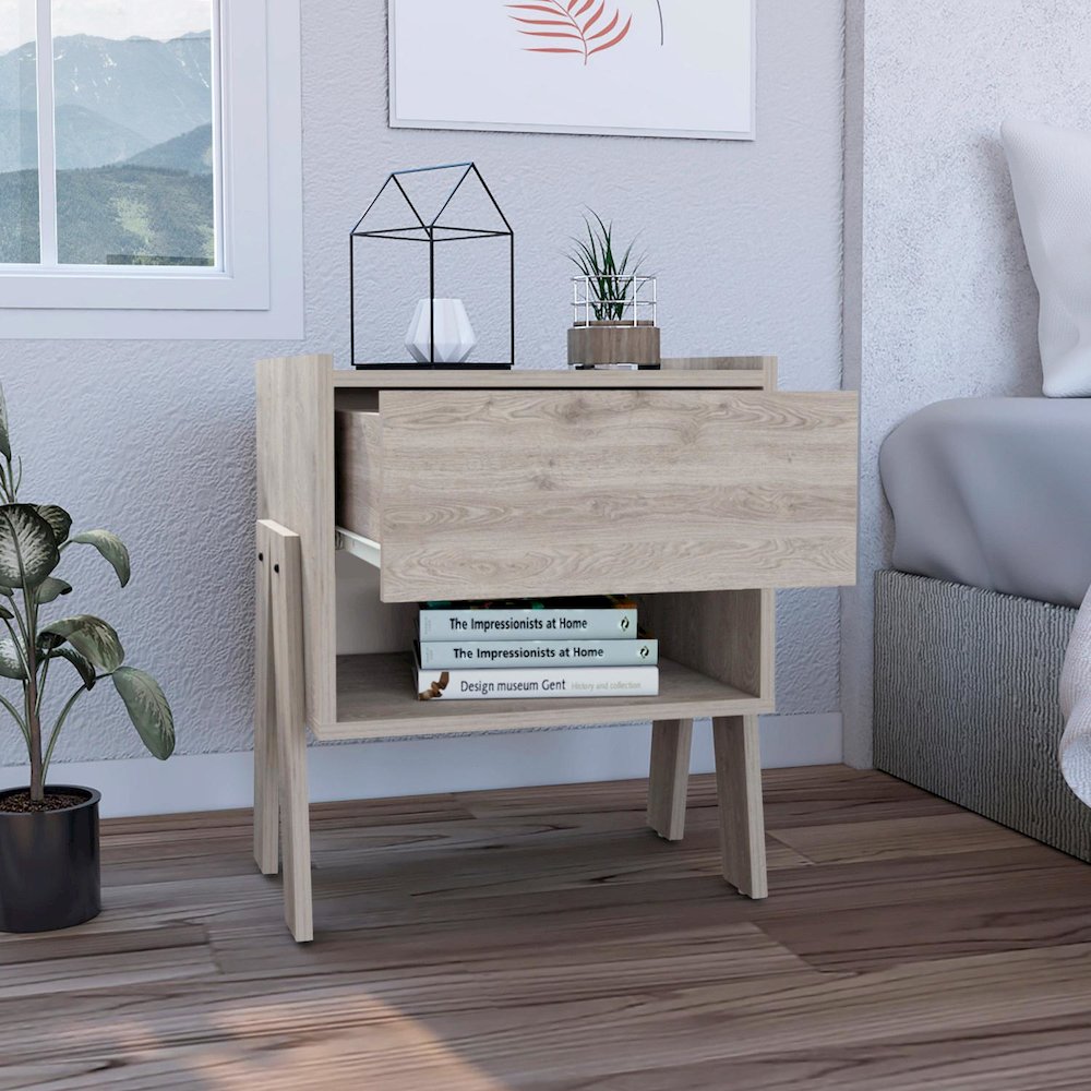 Joy Nightstand Stand Light Gray MDF. Picture 5