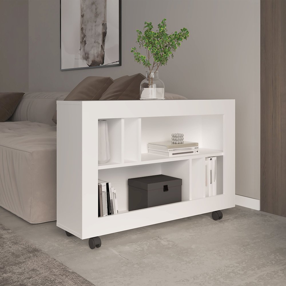 Joge Console Table Cart White MDF. Picture 4