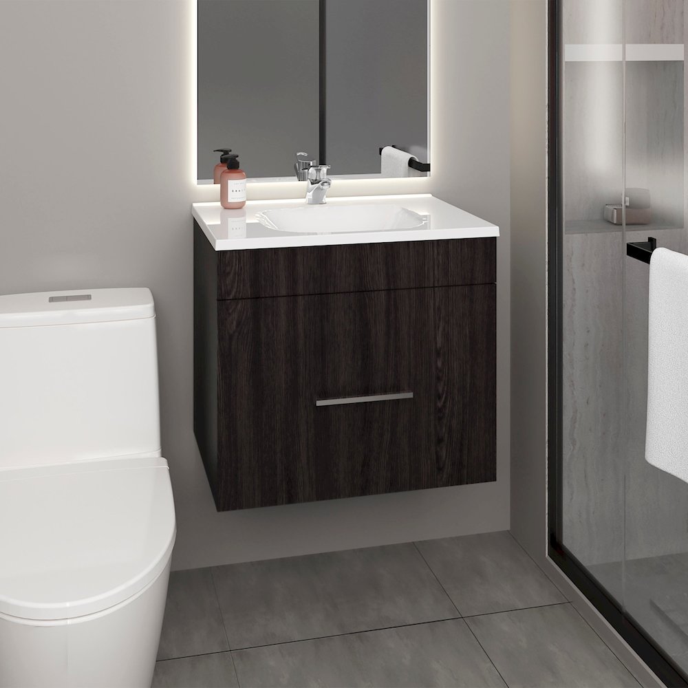 Tuhome One door Batroom Vanity Hatta Black MDF. Picture 3