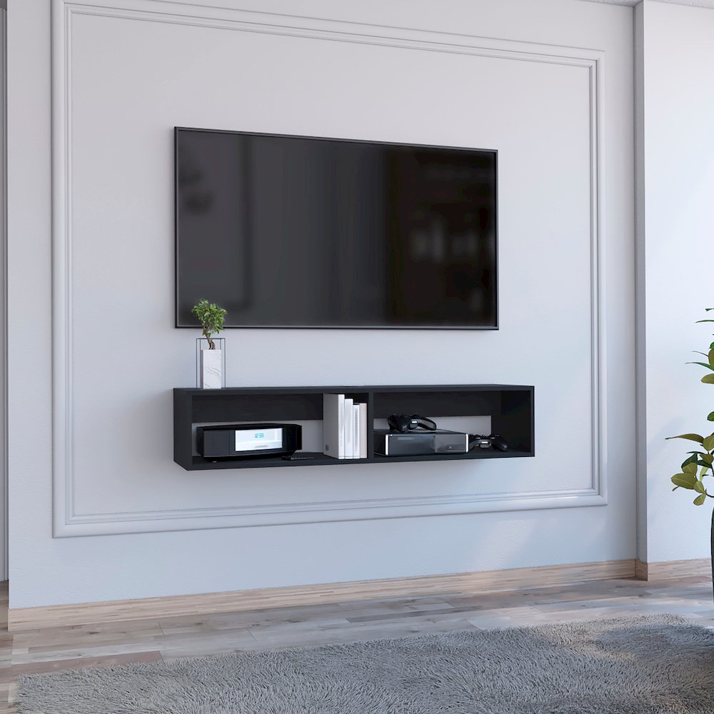 Rockwood Floating TV Stand Black MDF. Picture 3
