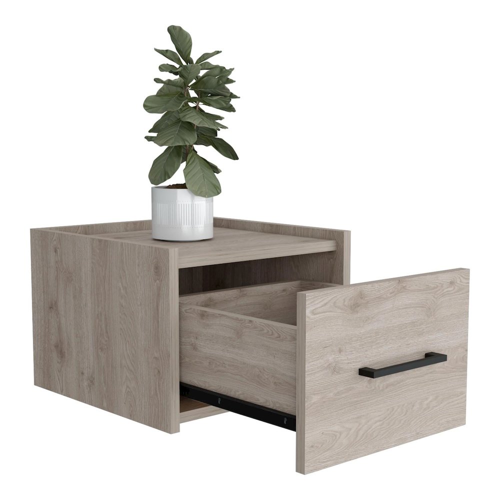 Boa Floating Nightstand Light Grey MDF. Picture 2