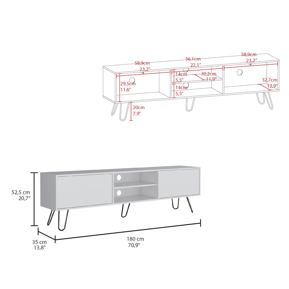 Vassel TV Stand White MDF. Picture 4