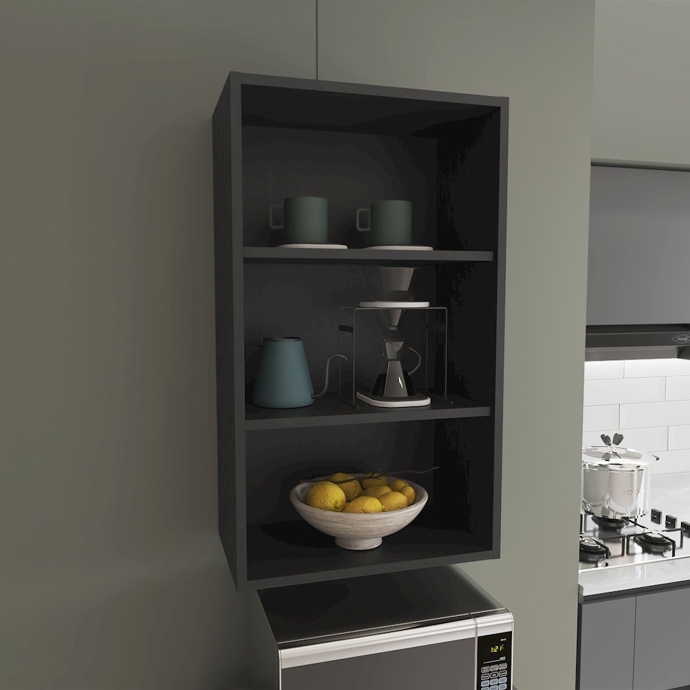 Eco 36" High Wall Cabinet Black MDF. Picture 4