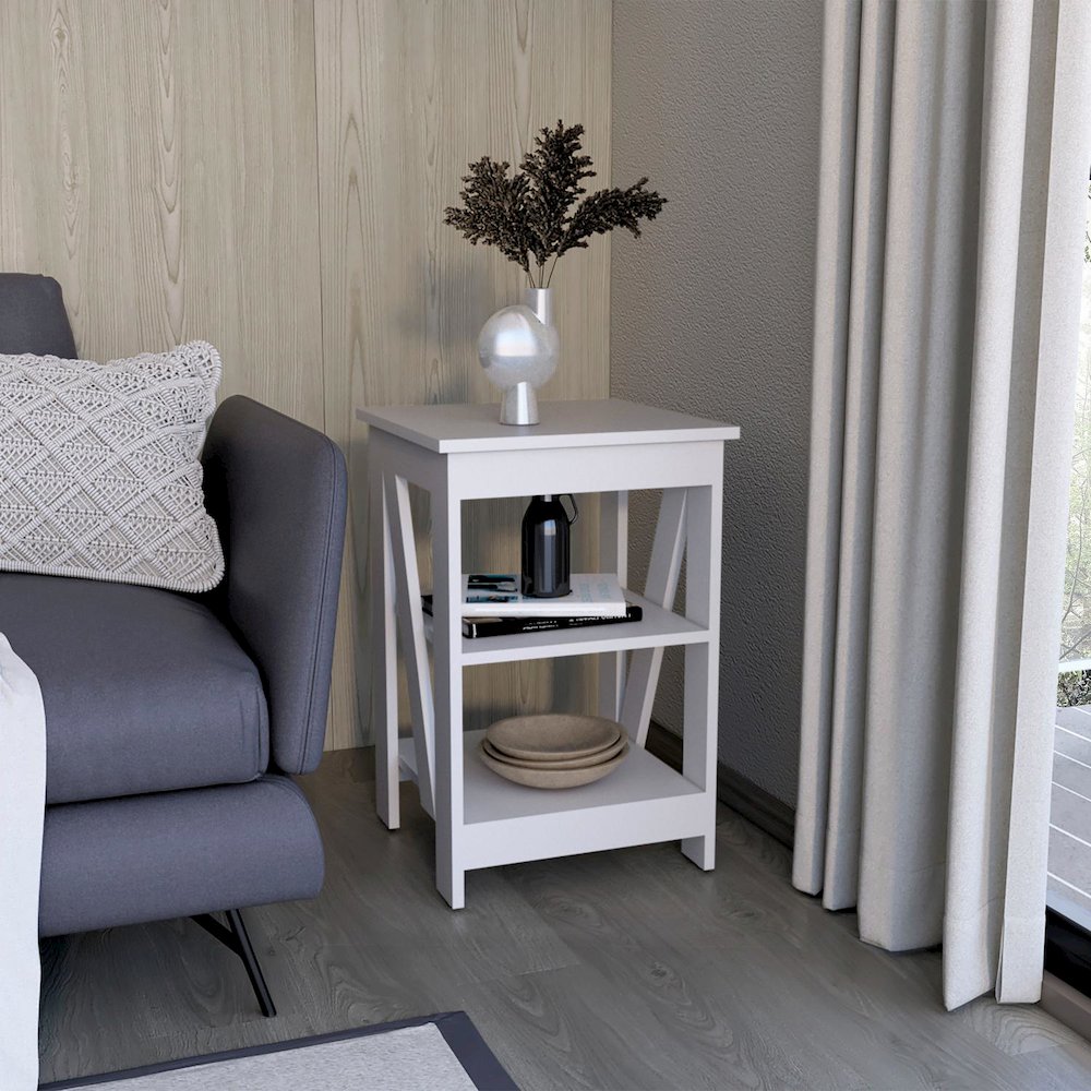 Taylor Side Table White MDF. Picture 3
