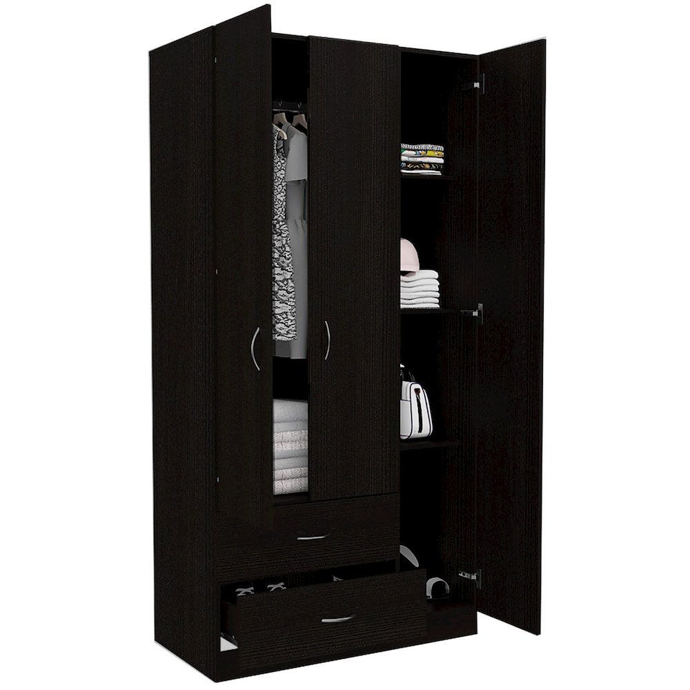 Austral Three Door Armoire Black MDF. Picture 2
