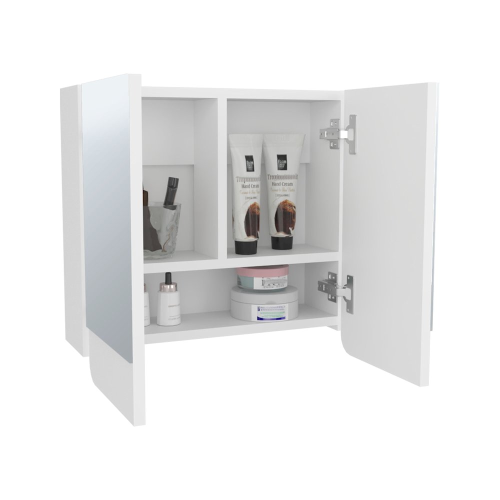 Mirror Medicine Cabinet with Interior Shelves, Bathroom Storage Solution, White. Picture 2
