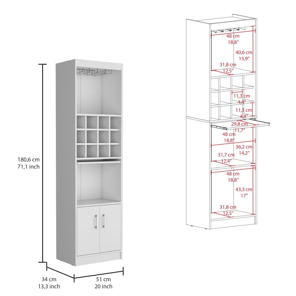 Kevil Bar Cabinet White MDF. Picture 4