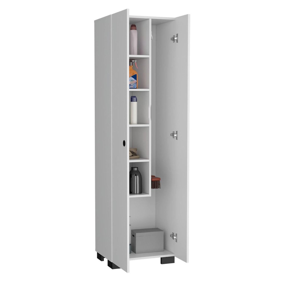Lake Broom Cabinet White MDF. Picture 2