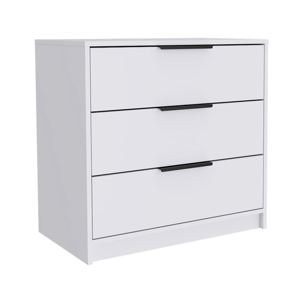 Kaia Three Drawer Dresser White MDF. Picture 1