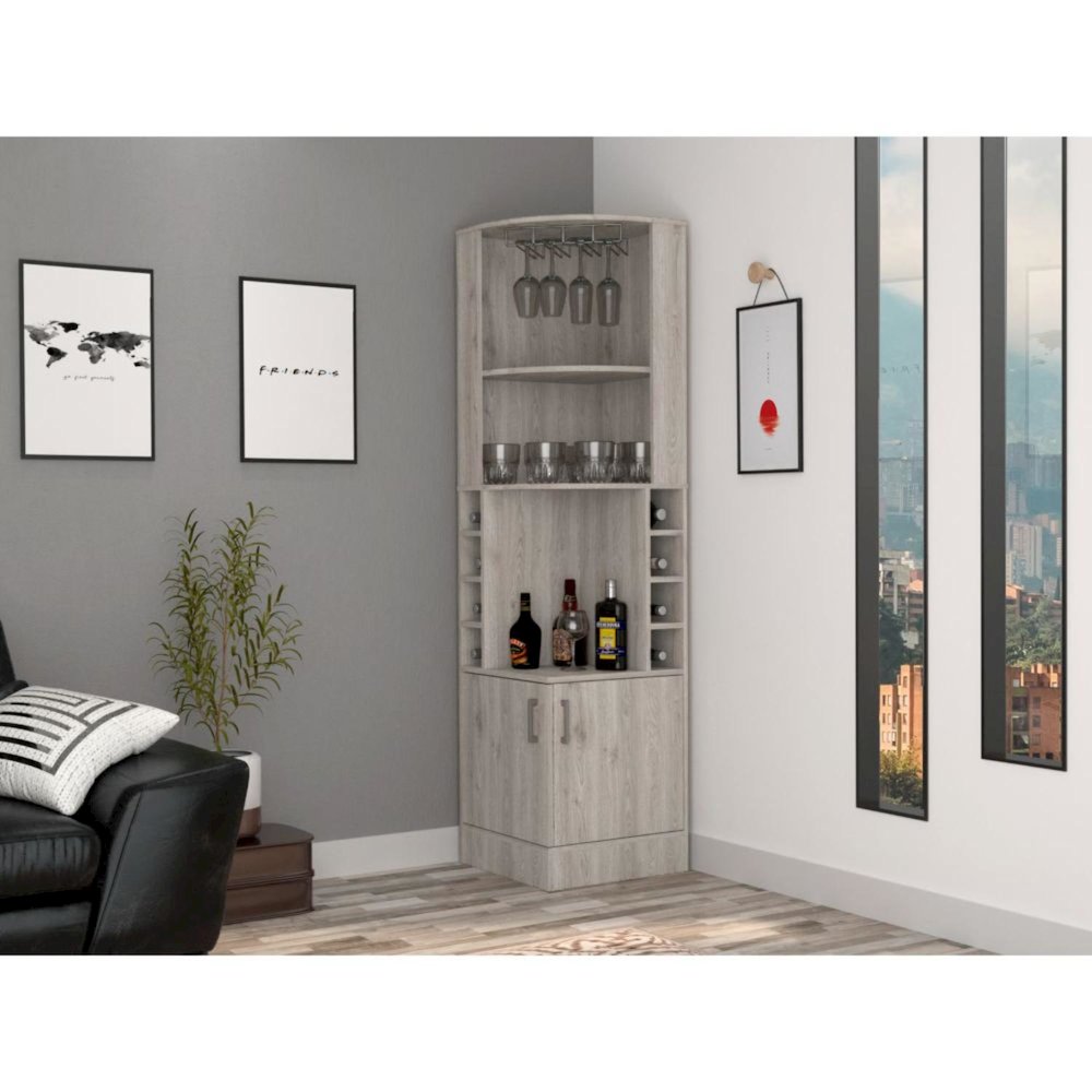 Syrah Bar Cabinet Light Gray MDF. Picture 3