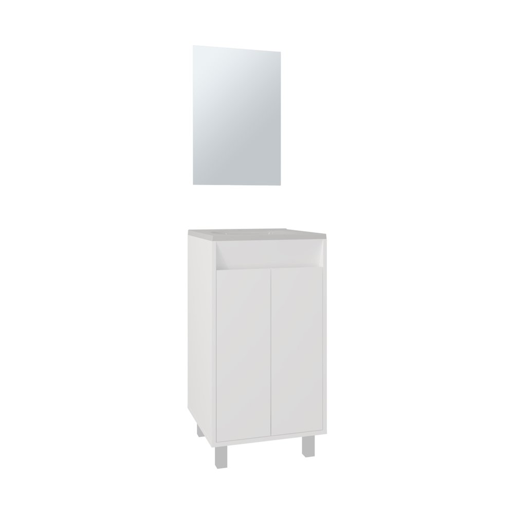 Brady Mirror Bathroom Cabinet , One Door, Two Shelves, White. Picture 1