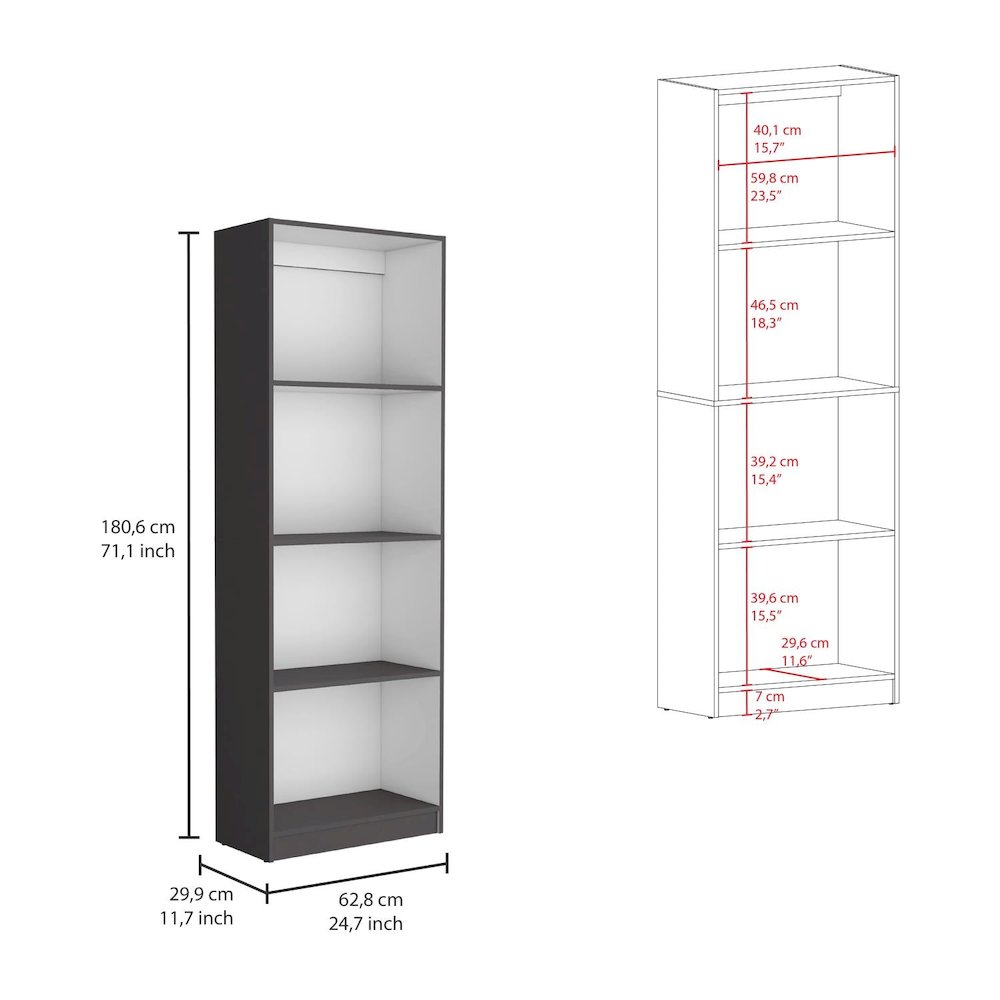 Home Bookcase Matt Gray / White MDF. Picture 4