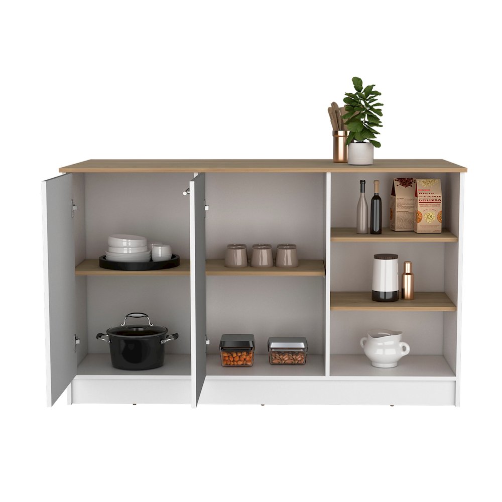 Ginger Kitchen Island White / Natural Oak MDF. Picture 1