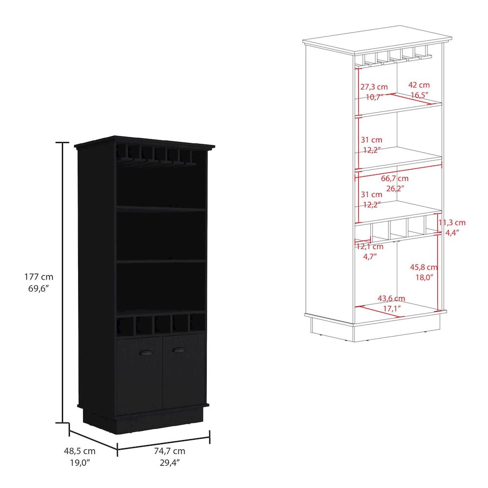 Dundee Bar Cabinet Black MDF. Picture 4
