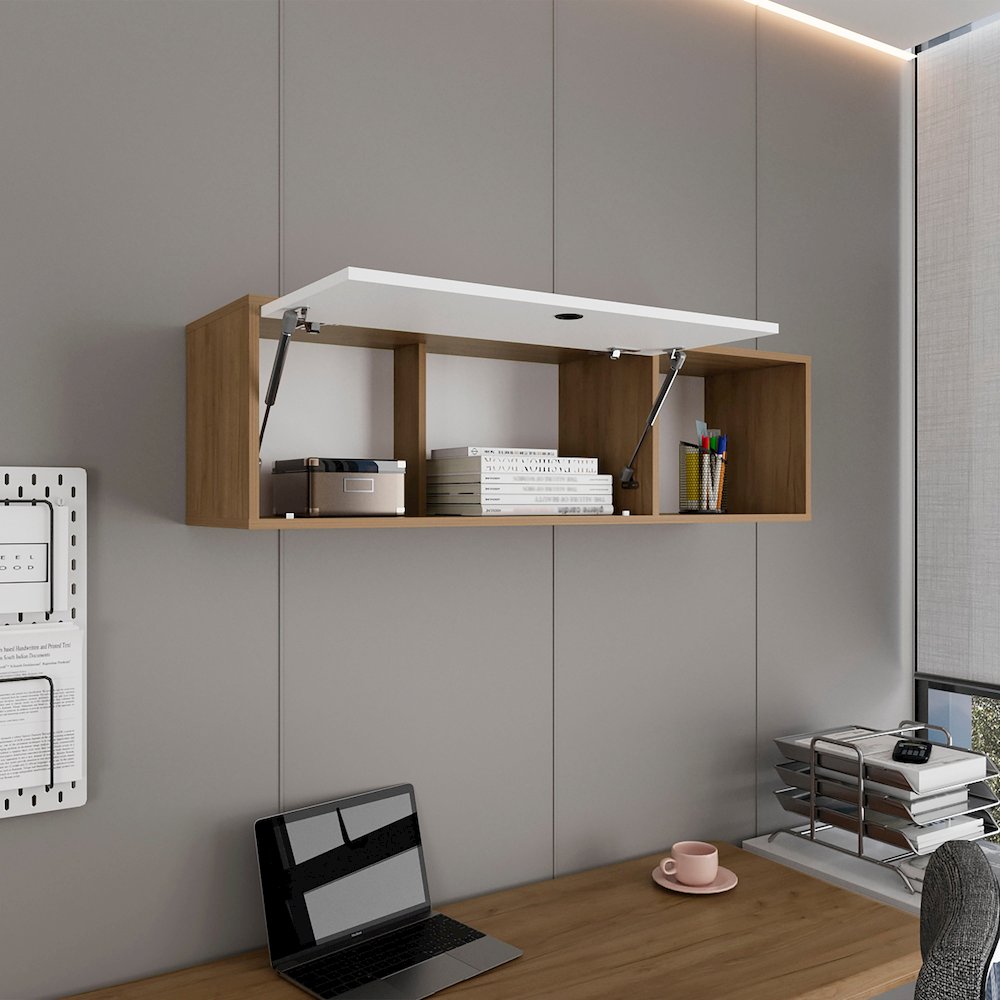 Sahara Wall Cabinet White - Natural Oak MDF. Picture 4
