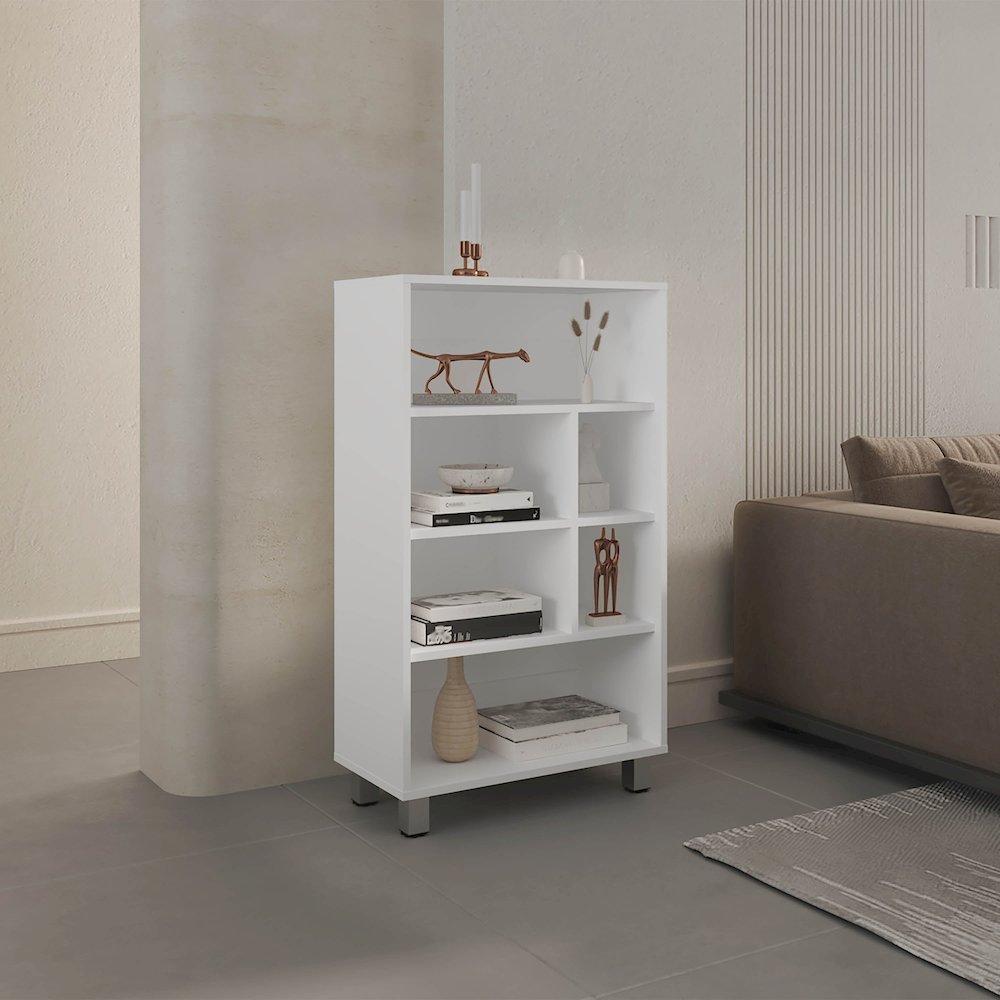 Bellagio 40" Tall Bookcase White MDF. Picture 4