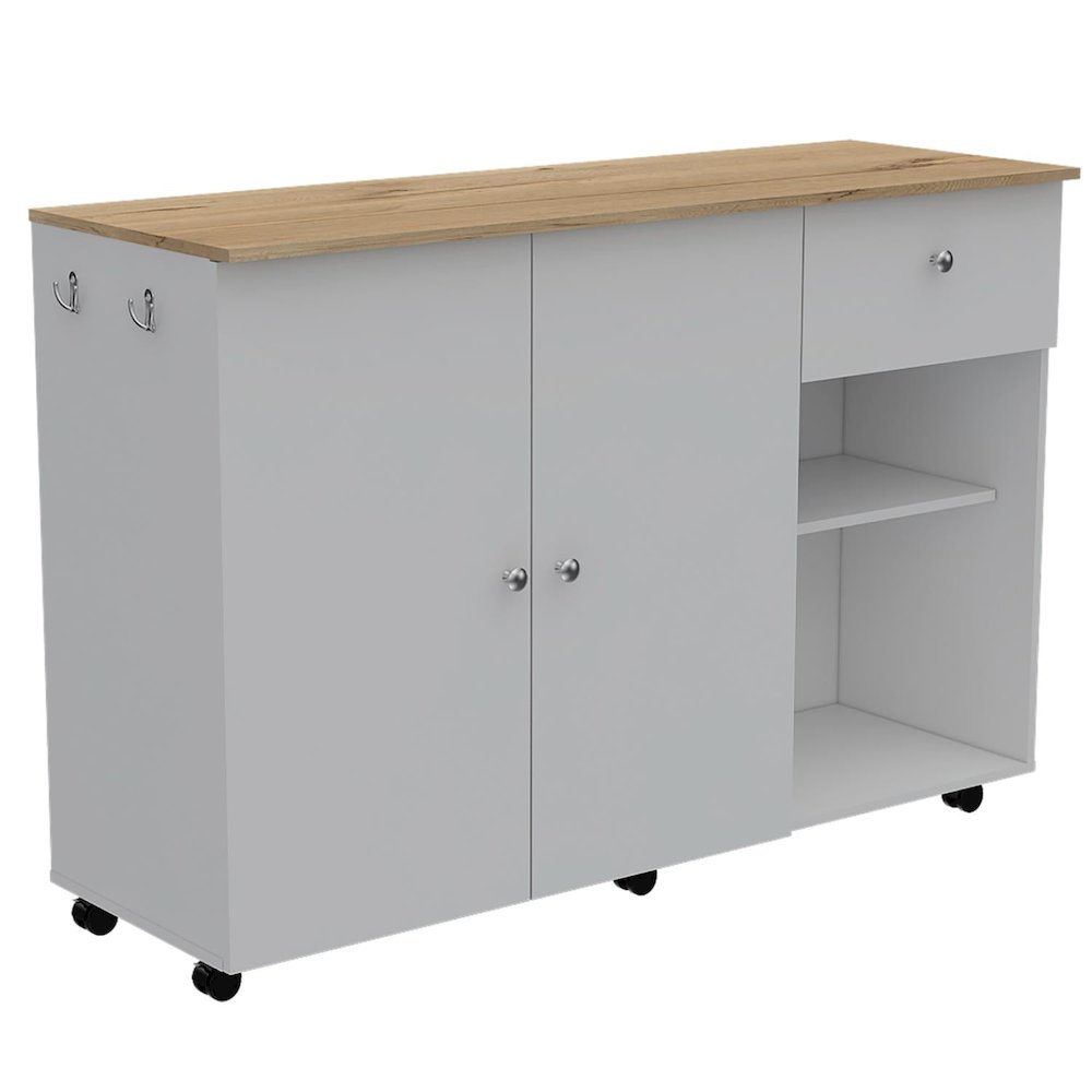 Victoria Kitchen Island White / Light Oak MDF. Picture 1