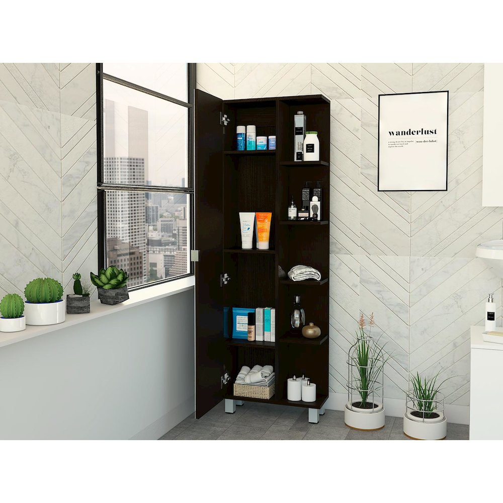 Urano Mirror Linen Cabinet Black MDF. Picture 5