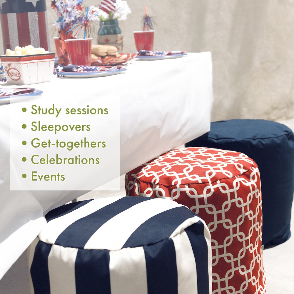 Majestic Home Goods Pouf Links Navy. Picture 5