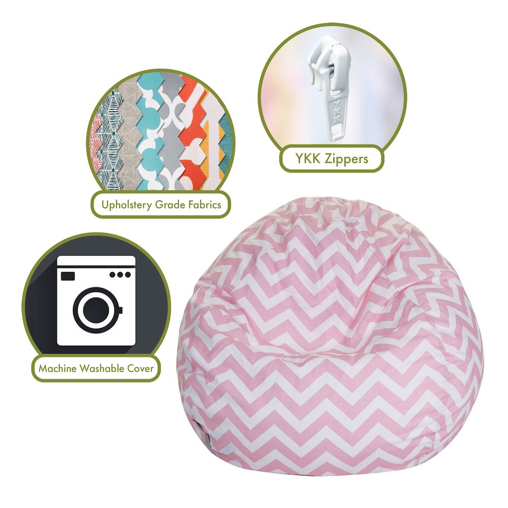 Majestic Home Goods Large Bean Bag Chevron Baby Pink. Picture 2