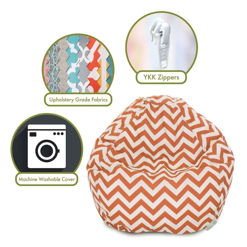 Majestic Home Goods Large Bean Bag Chevron Burnt Orange. Picture 2