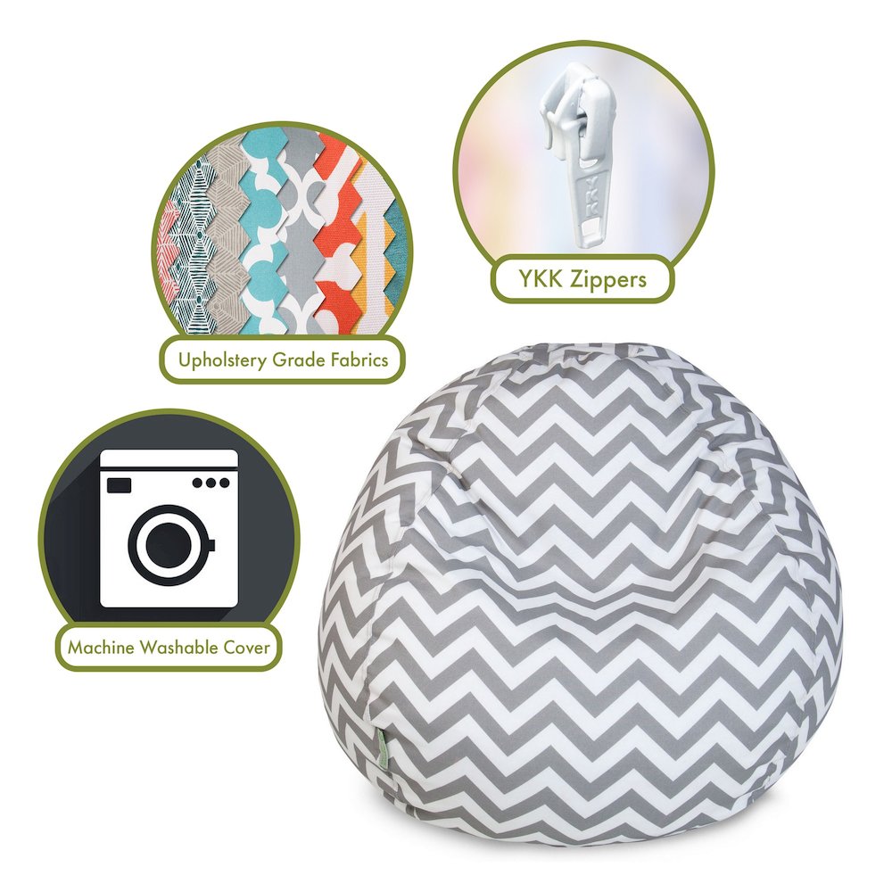 Majestic Home Goods Large Bean Bag Chevron Gray. Picture 2