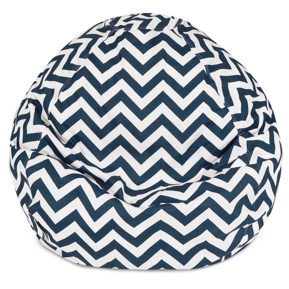 Majestic Home Goods Large Bean Bag Chevron Navy Blue. Picture 1