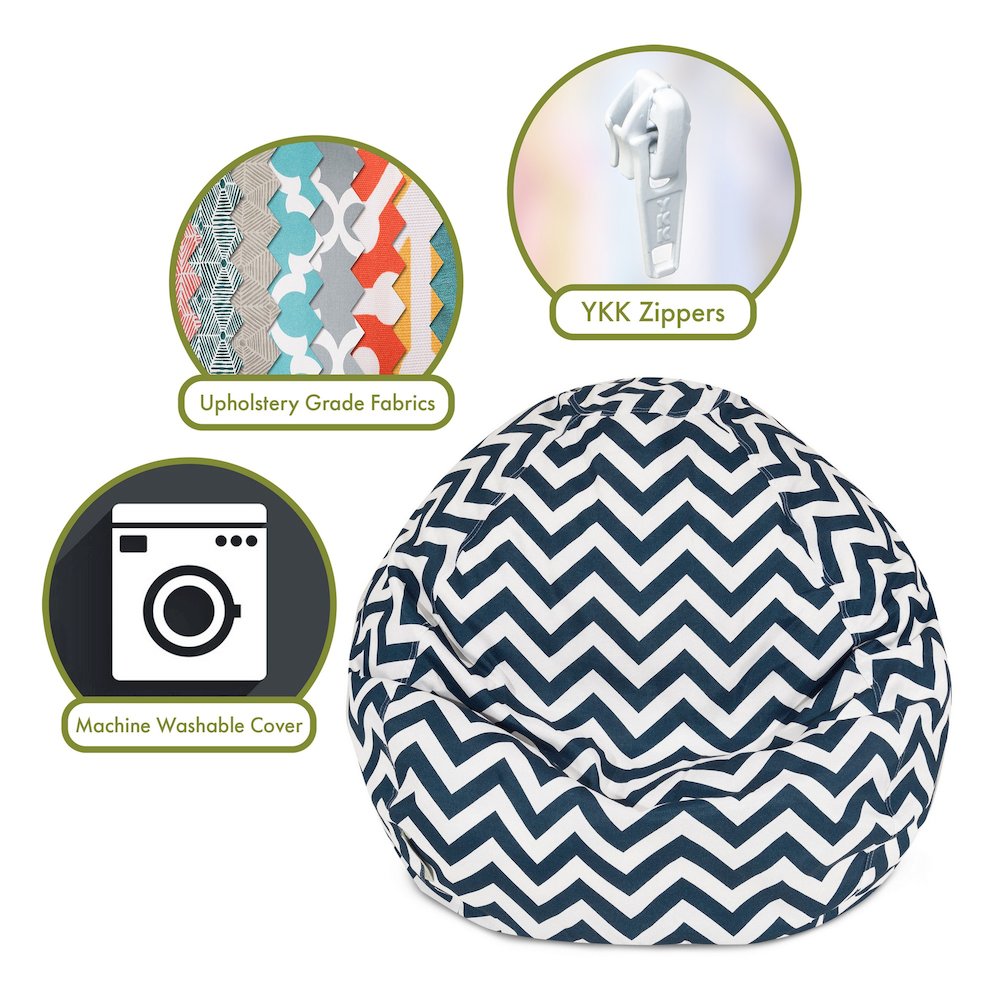 Majestic Home Goods Large Bean Bag Chevron Navy Blue. Picture 2