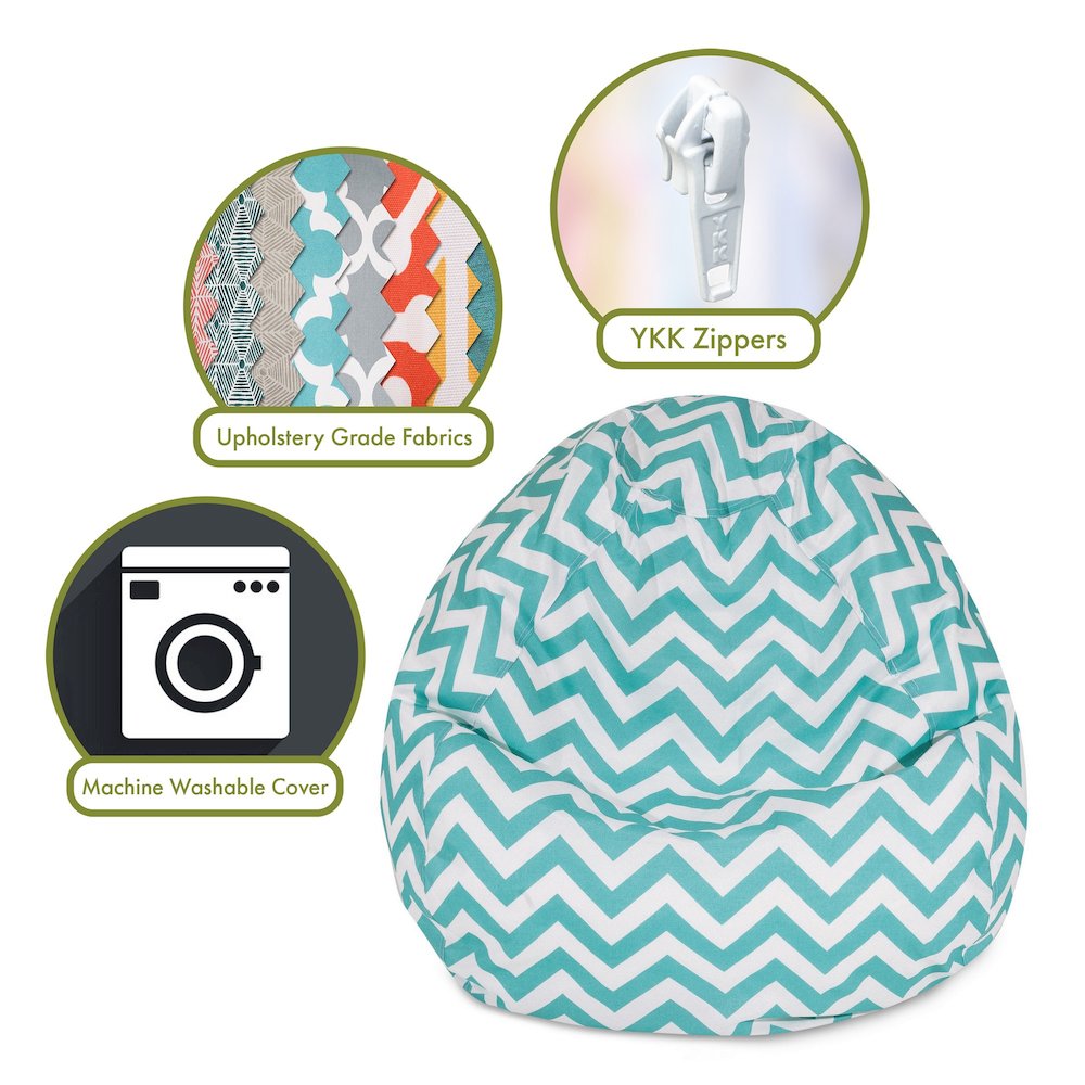 Majestic Home Goods Large Bean Bag Chevron Teal. Picture 2