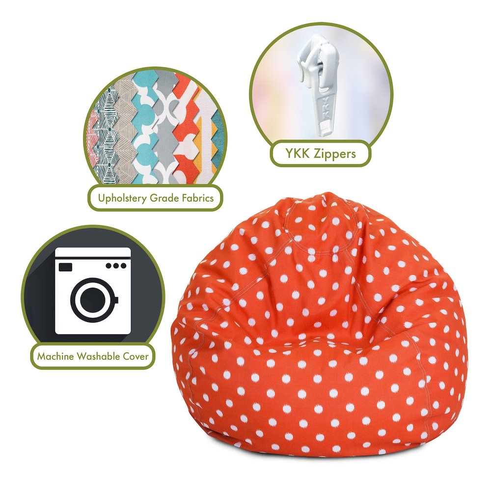 Majestic Home Goods Large Bean Bag Ikat Dot Orange. Picture 2