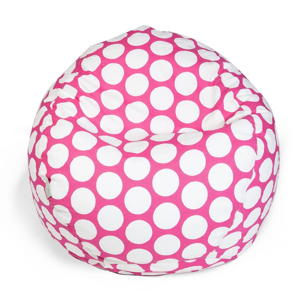 Majestic Home Goods Large Bean Bag Polka Dot (Large) Hot Pink. Picture 1