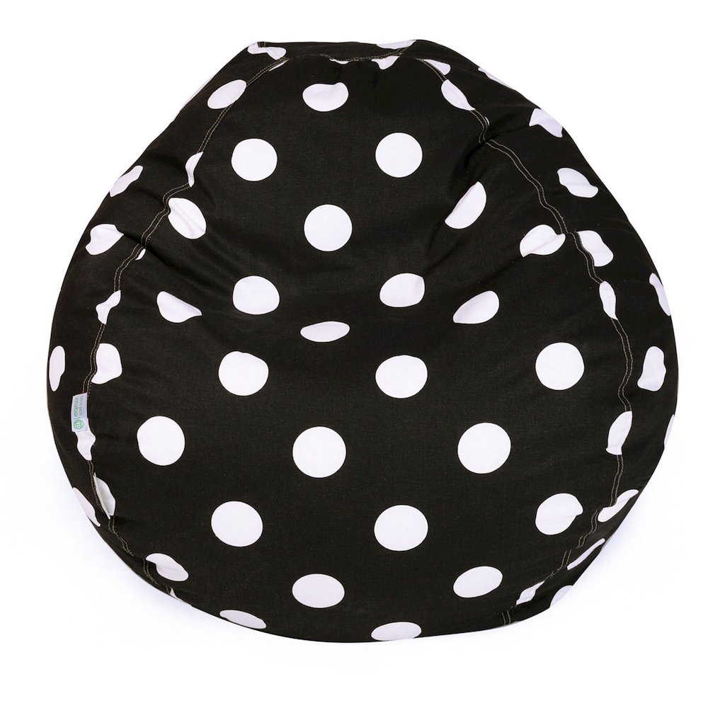Majestic Home Goods Large Bean Bag Polka Dot (Large) Black. Picture 1