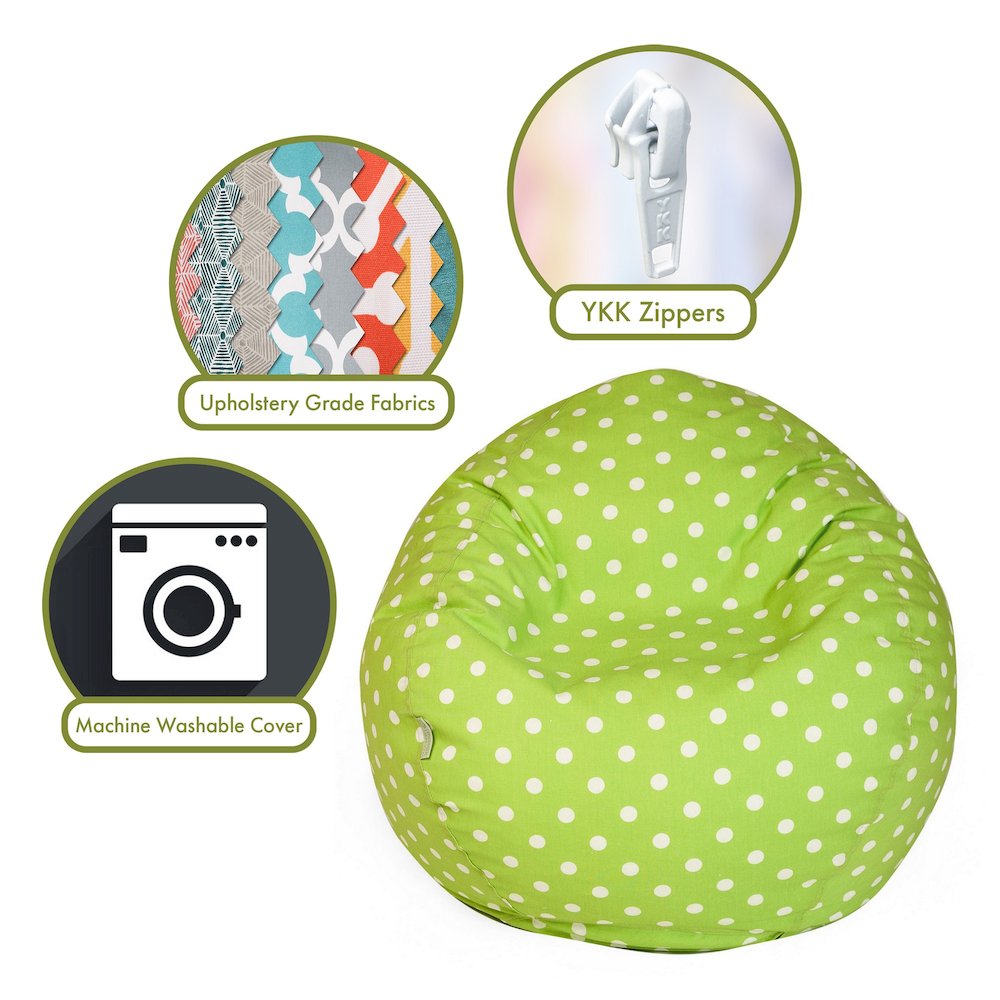 Majestic Home Goods Large Bean Bag Polka Dot (Small) Lime. Picture 2