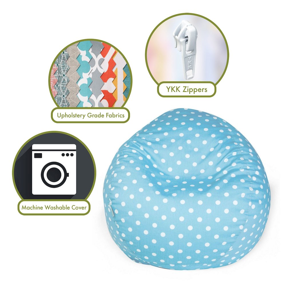 Majestic Home Goods Large Bean Bag Polka Dot (Small) Aquamarine. Picture 2