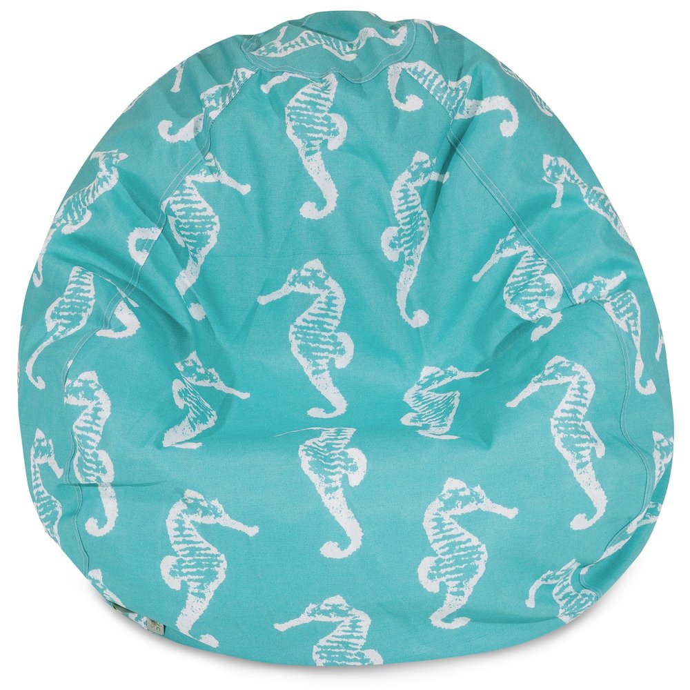 Majestic Home Goods Large Bean Bag Sea Horse Teal. Picture 1