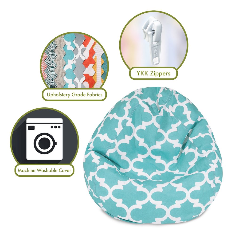 Majestic Home Goods Large Bean Bag Trellis Teal. Picture 2
