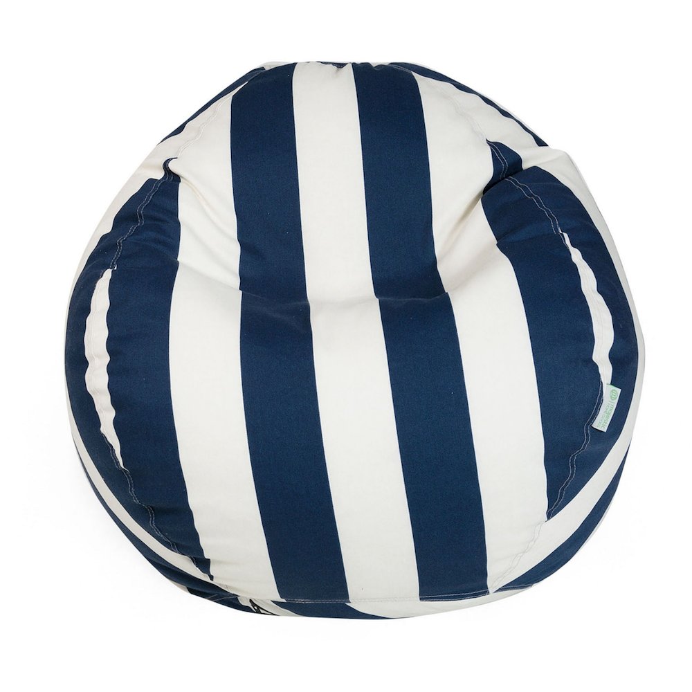 Majestic Home Goods Large Bean Bag Vertical Stripe Navy Blue. Picture 1