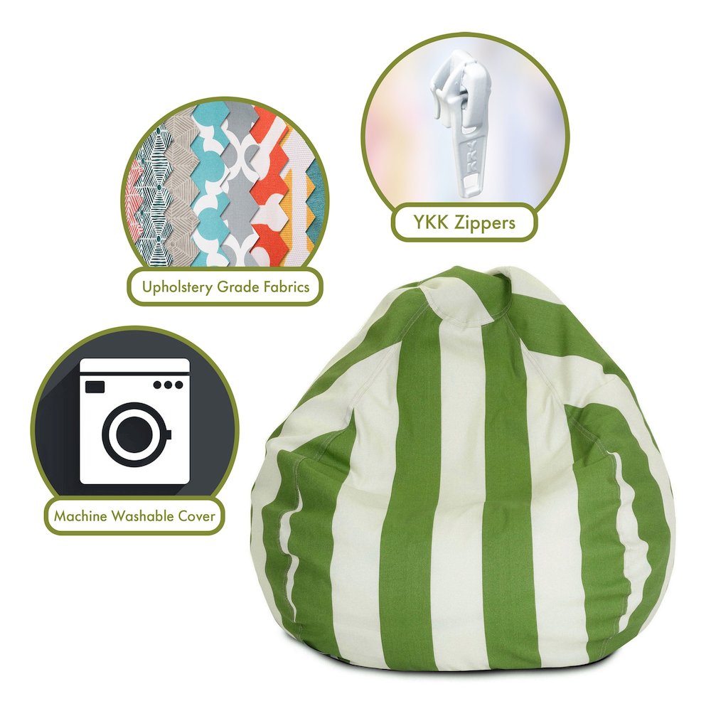 Majestic Home Goods Large Bean Bag Vertical Stripe Sage. Picture 2