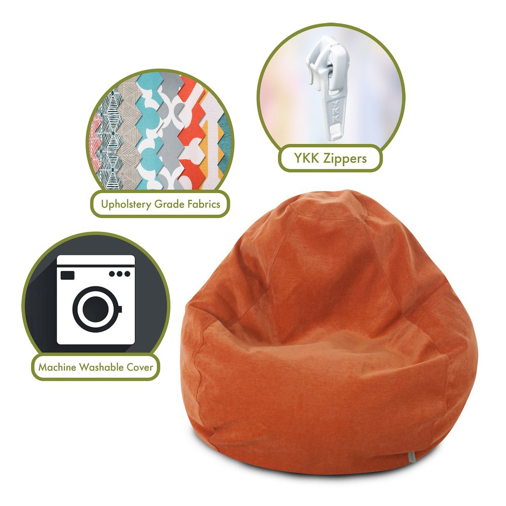 Majestic Home Goods Large Bean Bag Villa Orange. Picture 2