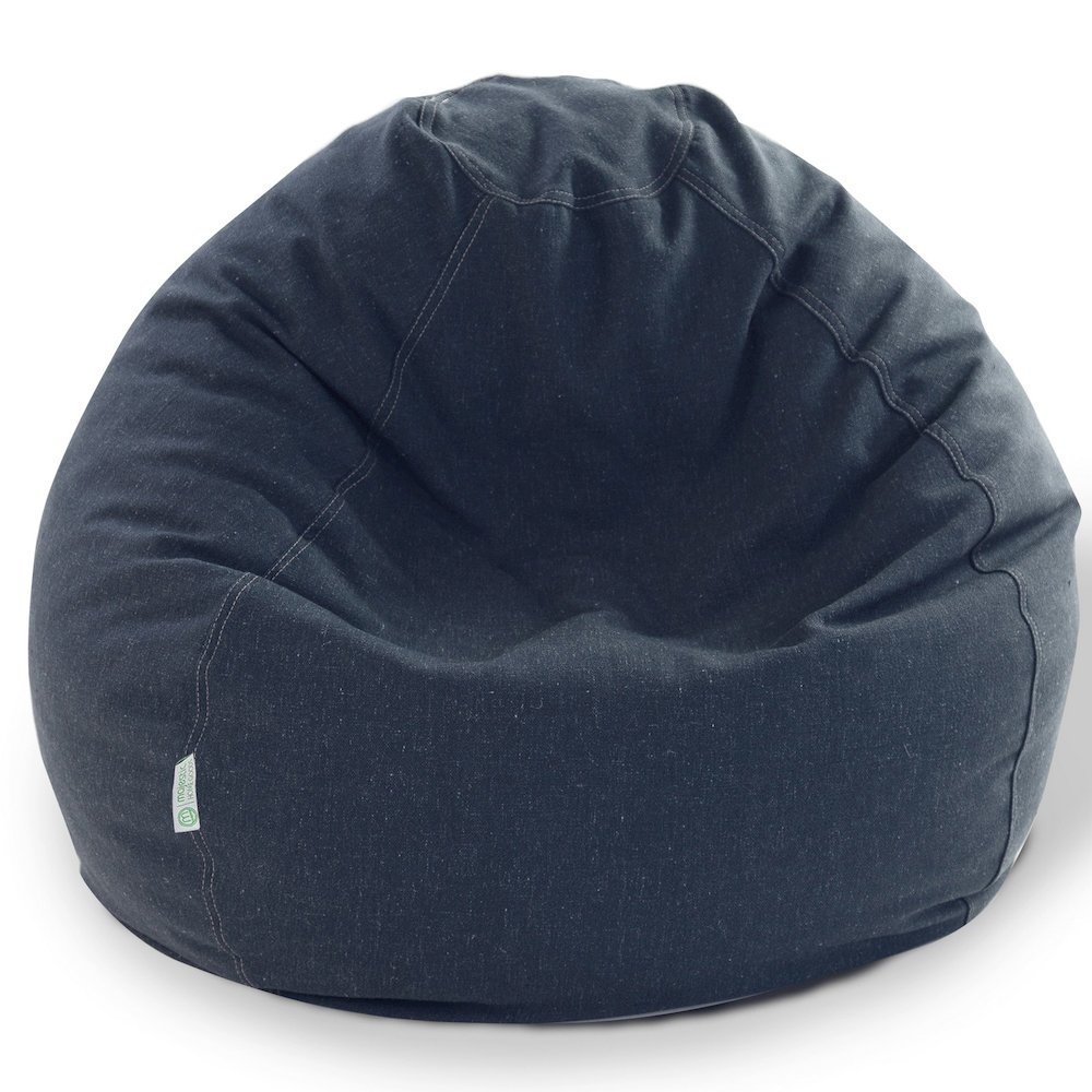 Majestic Home Goods Large Bean Bag Wales Navy Blue. Picture 1