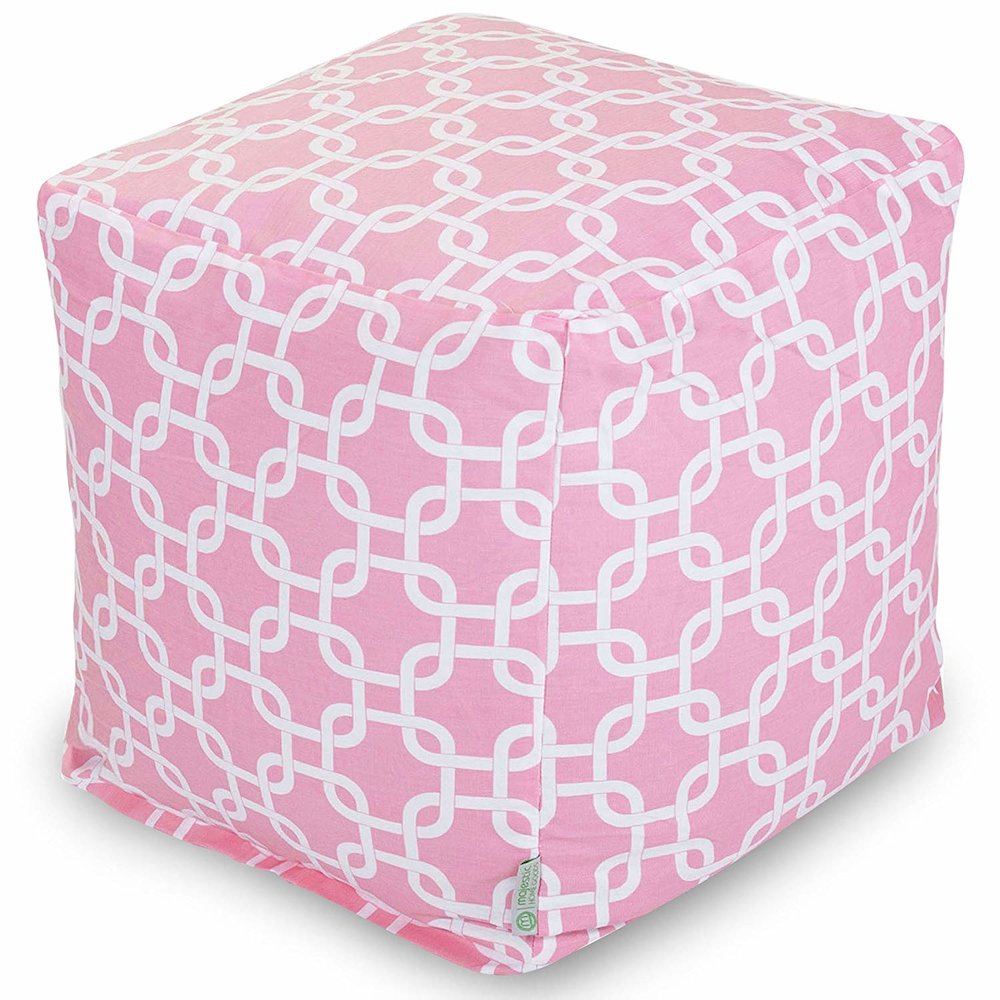 Majestic Home Goods Cube Pouf Links Soft Pink. Picture 1