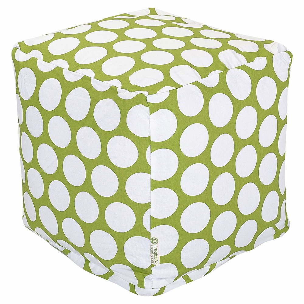 Majestic Home Goods Cube Pouf Polka Dot (Large) Hot Green. Picture 1