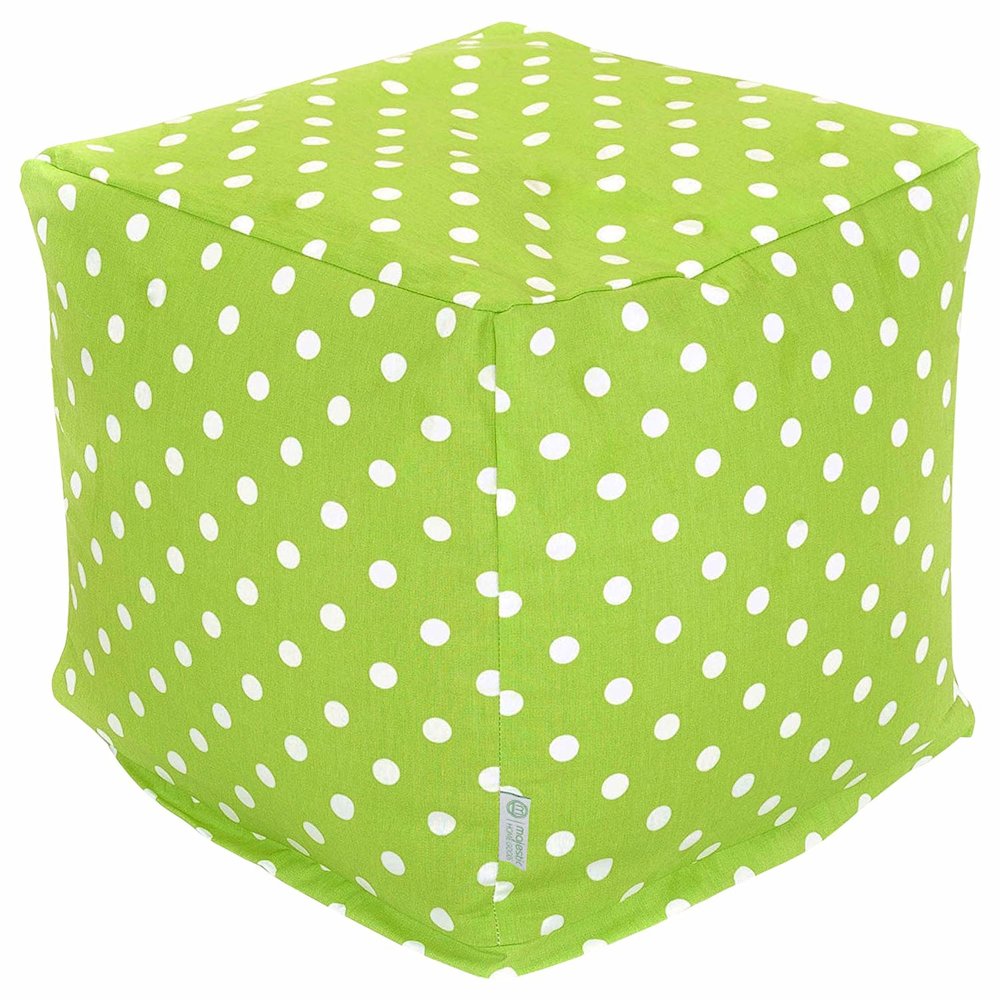 Majestic Home Goods Cube Pouf Polka Dot (Small) Lime. Picture 1